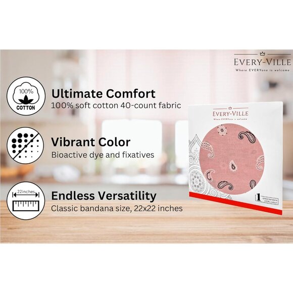 Women's Light Pink Cotton Bandana Large Cowgirl Handkerchief Headband Scarf - Picture 2 of 7